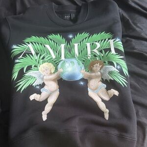 AMIRI Black Sweatshirt with Angelic Green Design